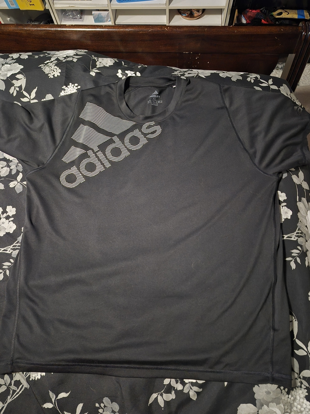 adidas Black Short Sleeve Logo Performance Tee